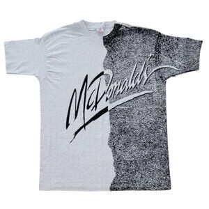 VTG McDonalds Single Stitch Black and White Graphic Tee AOP NEW XL